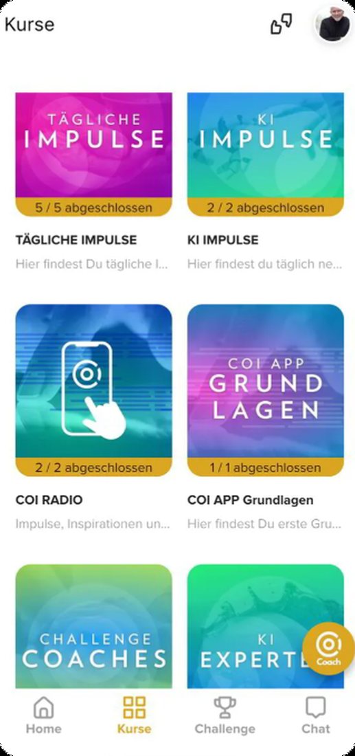 THE COI Coaching App — courses catalogue